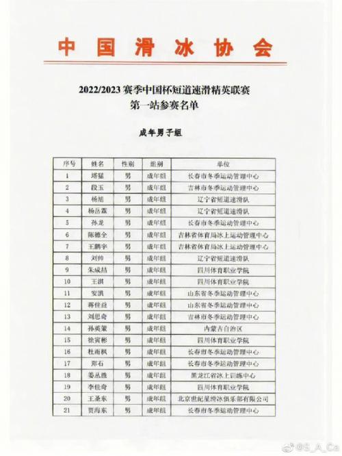北京冬奥会短道速滑选手名单