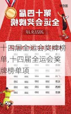 十四届全运会奖牌榜单,十四届全运会奖牌榜单项