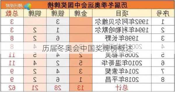 历届冬奥会中国奖牌榜概述