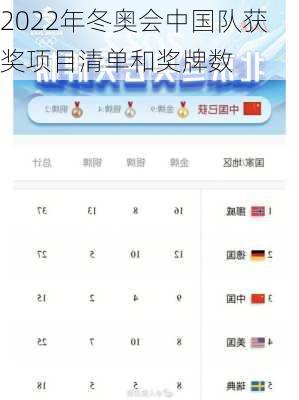 2022年冬奥会中国队获奖项目清单和奖牌数