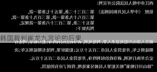 韩国裁判崔龙九言论的后果