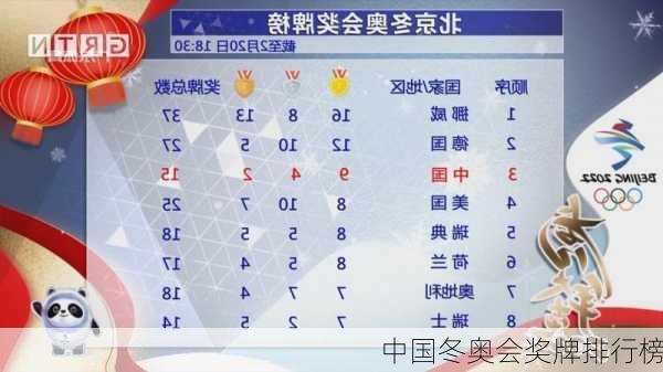 中国冬奥会奖牌排行榜