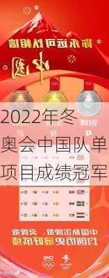 2022年冬奥会中国队单项目成绩冠军