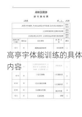 高亭宇体能训练的具体内容