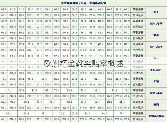 欧洲杯金靴奖赔率概述