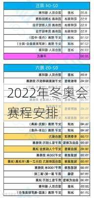 2022年冬奥会赛程安排