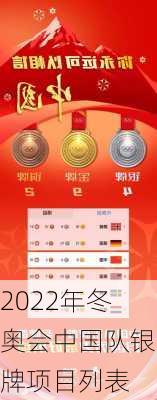 2022年冬奥会中国队银牌项目列表