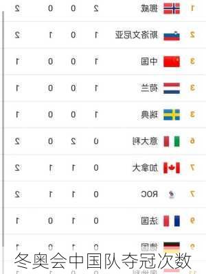 冬奥会中国队夺冠次数