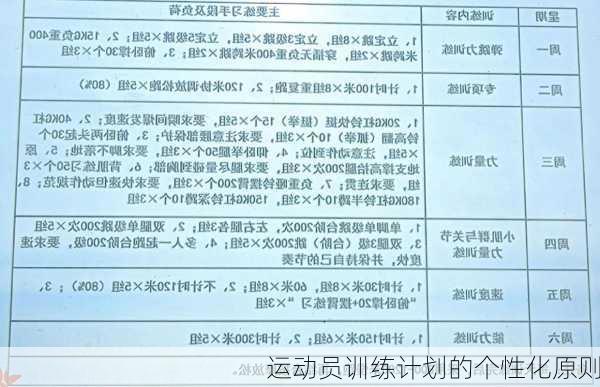 运动员训练计划的个性化原则