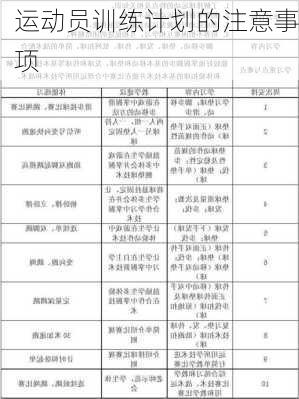 运动员训练计划的注意事项