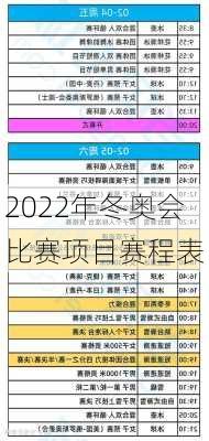 2022年冬奥会比赛项目赛程表