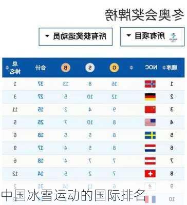 中国冰雪运动的国际排名