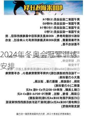 2024年冬奥会冠军训练安排