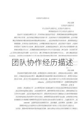 团队协作经历描述