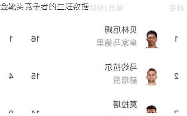 金靴奖竞争者的生涯数据