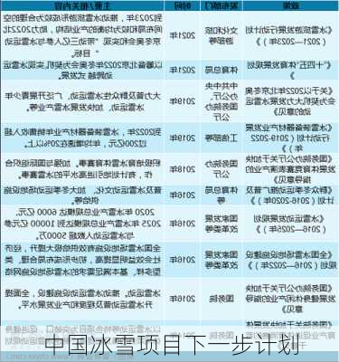 中国冰雪项目下一步计划