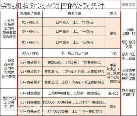 金融机构对冰雪项目的贷款条件