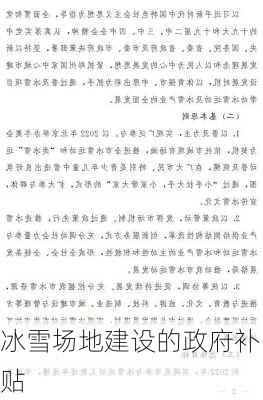 冰雪场地建设的政府补贴