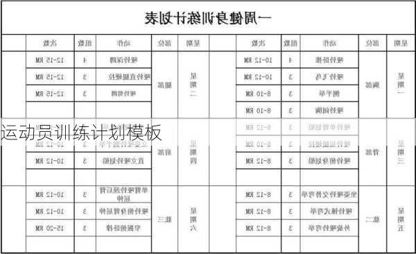 运动员训练计划模板