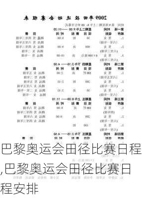巴黎奥运会田径比赛日程,巴黎奥运会田径比赛日程安排