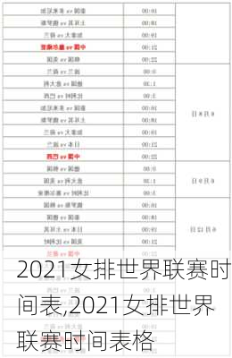 2021女排世界联赛时间表,2021女排世界联赛时间表格