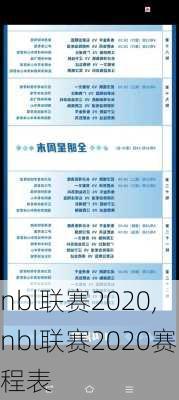 nbl联赛2020,nbl联赛2020赛程表