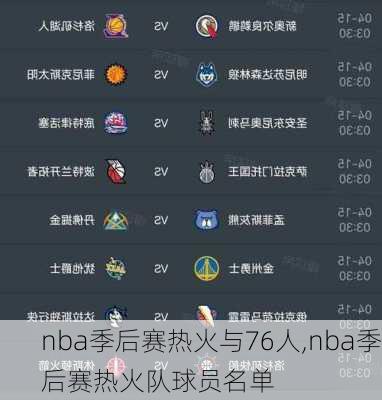 nba季后赛热火与76人,nba季后赛热火队球员名单