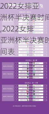 2022女排亚洲杯半决赛时间,2022女排亚洲杯半决赛时间表