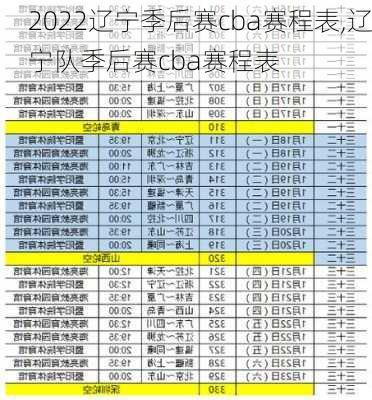 2022辽宁季后赛cba赛程表,辽宁队季后赛cba赛程表