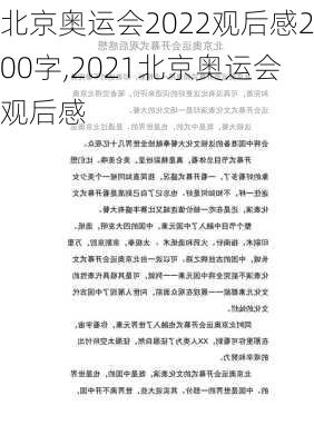 北京奥运会2022观后感200字,2021北京奥运会观后感