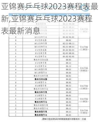 亚锦赛乒乓球2023赛程表最新,亚锦赛乒乓球2023赛程表最新消息