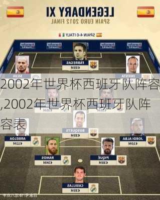2002年世界杯西班牙队阵容,2002年世界杯西班牙队阵容表