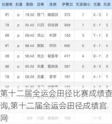 第十二届全运会田径比赛成绩查询,第十二届全运会田径成绩官网