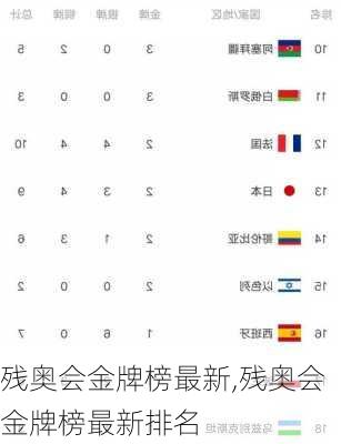 残奥会金牌榜最新,残奥会金牌榜最新排名