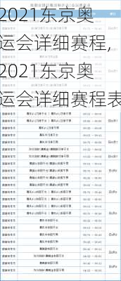 2021东京奥运会详细赛程,2021东京奥运会详细赛程表