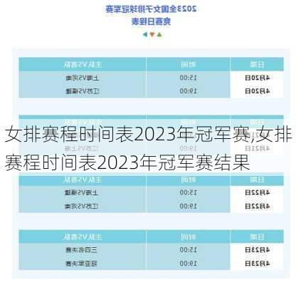 女排赛程时间表2023年冠军赛,女排赛程时间表2023年冠军赛结果