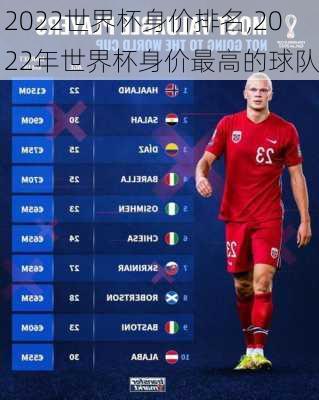 2022世界杯身价排名,2022年世界杯身价最高的球队