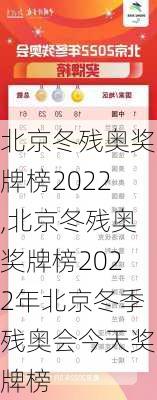 北京冬残奥奖牌榜2022,北京冬残奥奖牌榜2022年北京冬季残奥会今天奖牌榜