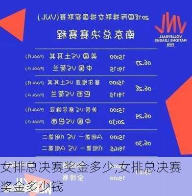 女排总决赛奖金多少,女排总决赛奖金多少钱