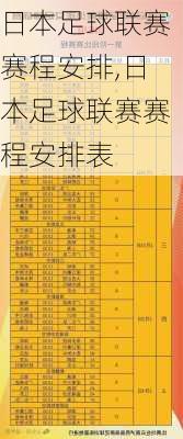 日本足球联赛赛程安排,日本足球联赛赛程安排表