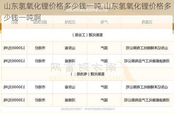 山东氢氧化锂价格多少钱一吨,山东氢氧化锂价格多少钱一吨啊
