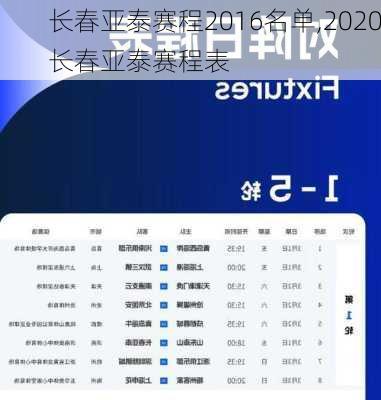 长春亚泰赛程2016名单,2020长春亚泰赛程表