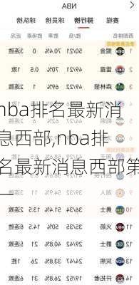nba排名最新消息西部,nba排名最新消息西部第一