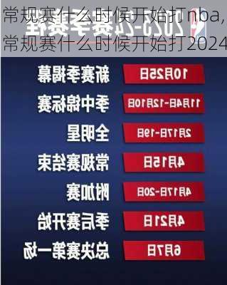 常规赛什么时候开始打nba,常规赛什么时候开始打2024