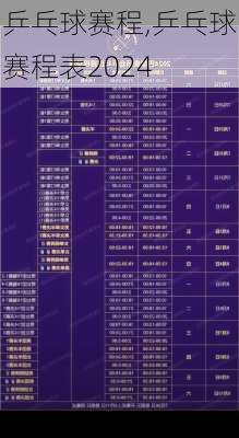 乒乓球赛程,乒乓球赛程表2024
