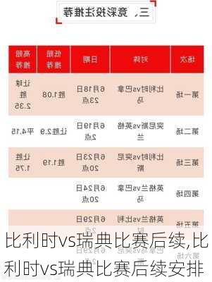 比利时vs瑞典比赛后续,比利时vs瑞典比赛后续安排