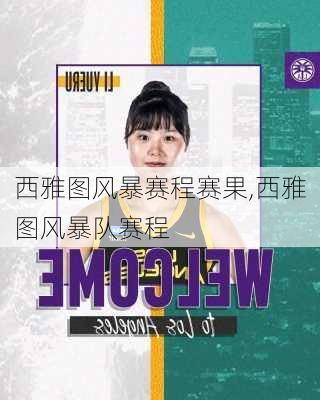 西雅图风暴赛程赛果,西雅图风暴队赛程