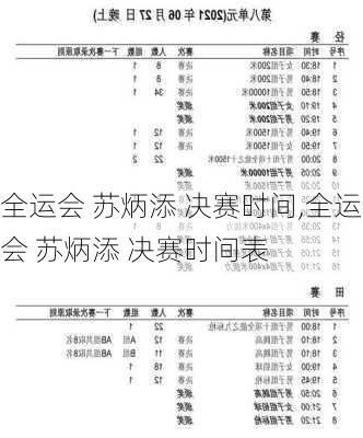 全运会 苏炳添 决赛时间,全运会 苏炳添 决赛时间表