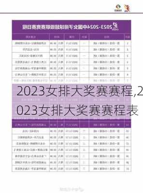 2023女排大奖赛赛程,2023女排大奖赛赛程表