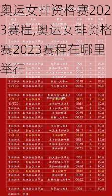奥运女排资格赛2023赛程,奥运女排资格赛2023赛程在哪里举行